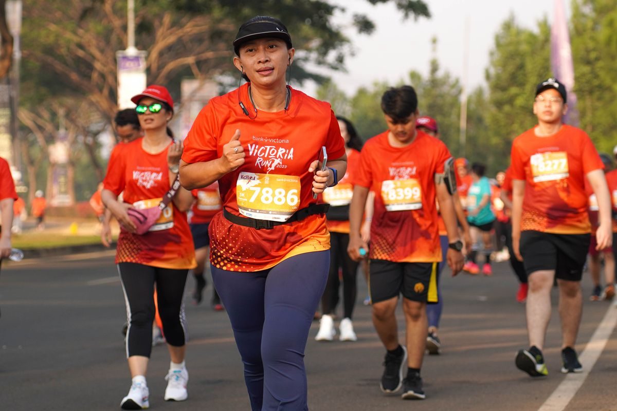 Runners participating in an urban race in Jakarta, Indonesia.